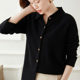 Women's Polo Cashmere Cardigans Solid Cashmere Button-down Outwear - slipintosoft