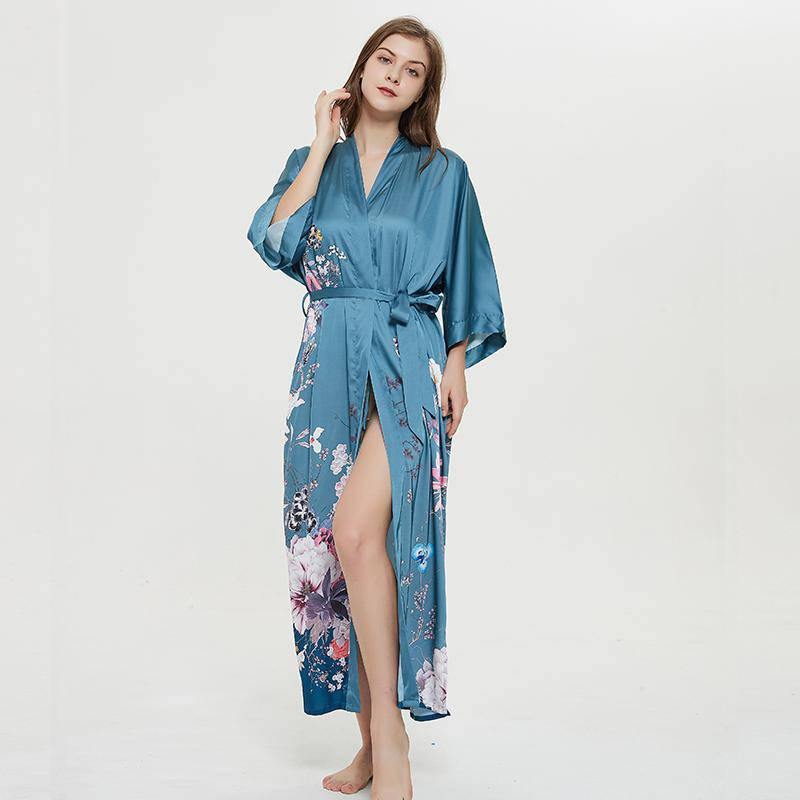 Floral kimono dressing gown best sale