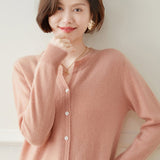 Women's Mock Neck Cashmere Cardigan Button Front Long Sleeve Cashmere Tops - slipintosoft