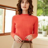 Women's Mock Neck Cashmere Sweater Cut-out Solid 100% Cashmere Pullover - slipintosoft