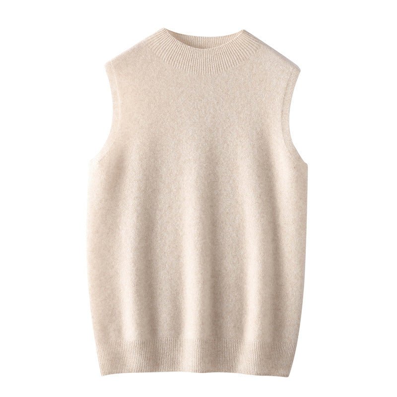 Womens Sleeveless Cashmere Mock Neck Sweater Soft Knit Tank Tops