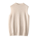 Womens Sleeveless Cashmere Mock Neck Sweater Soft Knit Tank Tops