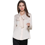 Womens Mulberry Silk Blouse Long Sleeve Lady Silk Shirt Blouse Tops - slipintosoft