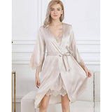 Women's Nightgown And Robe Set Sexy Silk Lace Sleepwear