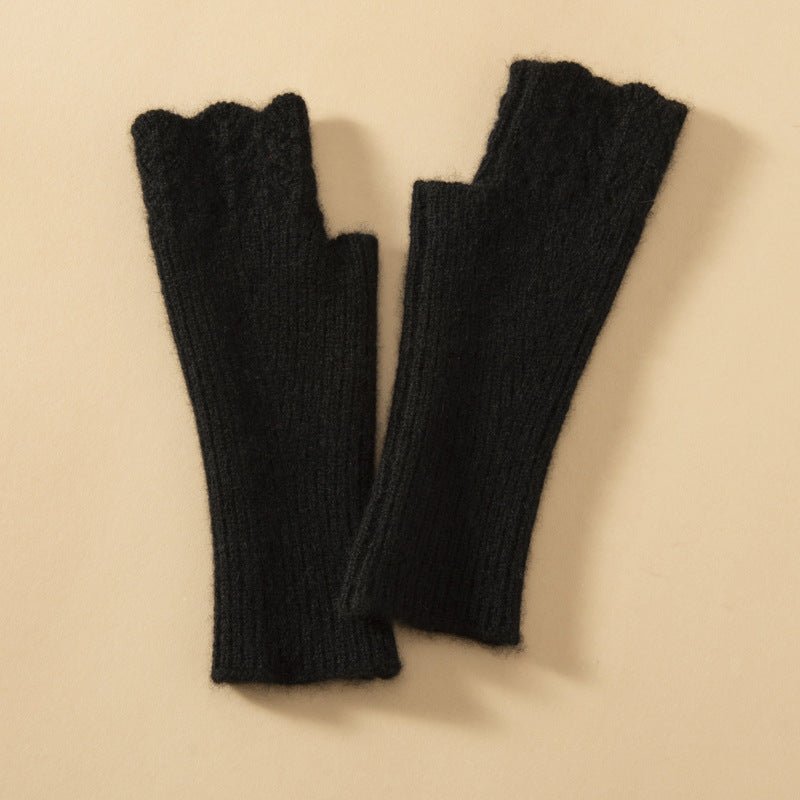 Women's Pure Cashmere Half Finger Gloves Luxuriously Soft Warm Winter Knit Gloves