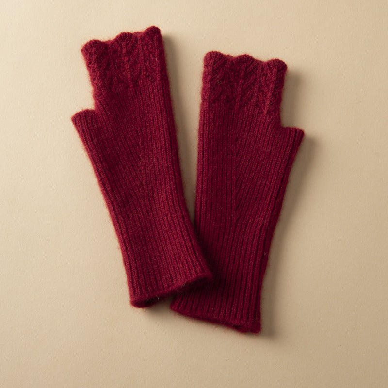 Women's Pure Cashmere Half Finger Gloves Luxuriously Soft Warm Winter Knit Gloves