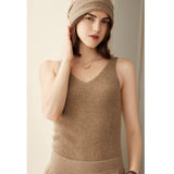 Women's Ribbed 100% Cashmere V-Neck Tank - slipintosoft