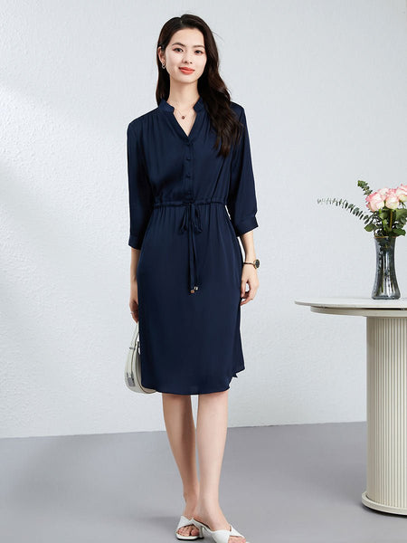 silk drawstring dress Gillian Drawstring Dress in Trapped Silk KALLMEYER