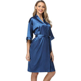 Women Silk Two Piece Sleepwear Silk Nightgown And Robe Set