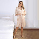 Women Silk Two Piece Sleepwear Silk Nightgown And Robe Set