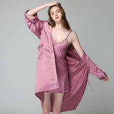 Womens Silk Nightgown And Robe Set Long 100% Silk Sleepwear