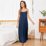 Women's Silk Nightgown Sleeveless Long Mulberry Racerback Silk Nightdress - slipintosoft