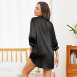 Womens Silk Nightshirt Silk Sleep Shirt Half Sleeve Silk Pajama Top - slipintosoft