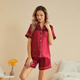 Women's Silk Pajamas Short Set Two-Piece 100% Short Silk Sleepwear - slipintosoft