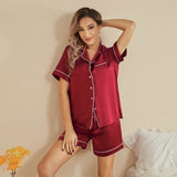 Women's Silk Pajamas Short Set Two-Piece 100% Short Silk Sleepwear - slipintosoft