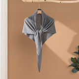 Womens Striped Cashmere Triangle Scarf Lightweight Knit Cashmere Neck Wrap Gray M
