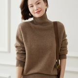 Women's Turtleneck Cashmere Sweater Long Sleeves Pullover Jumper Tops - slipintosoft