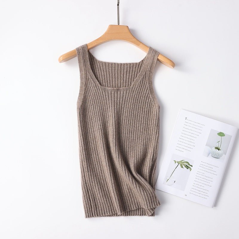 Womens Ribbed Knit Cashmere Vest Sleeveless Cashmere Tank Top