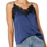 Women's V-neck Silk Camisole With Lace Sleeveless Casual Silk Tops