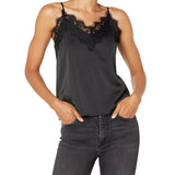 Women's V - neck Silk Camisole With Lace Sleeveless Casual Silk Tops - slipintosoft