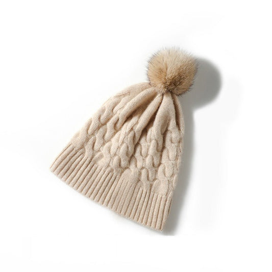 100% Cashmere Hat for Women, Luxury Cashmere Cuffed Hats Warm Winter Cap - slipintosoft