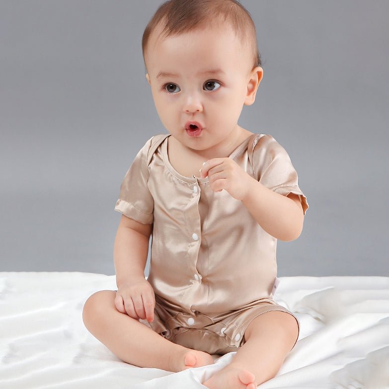 100% Mulberry Silk Classic Short Sleeves Bodysuit For Babies - slipintosoft