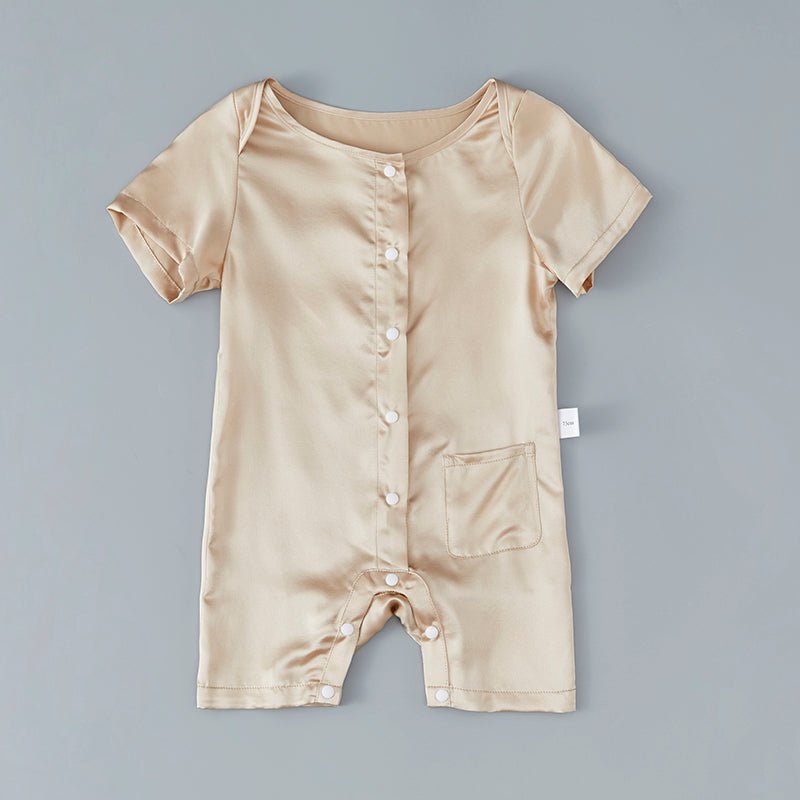 100% Mulberry Silk Classic Short Sleeves Bodysuit For Babies - slipintosoft