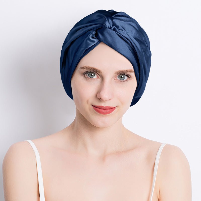 100% Mulberry Silk Sleep Cap for Women, Double Layer Silk Night Bonnet for Sleeping Curly Hair - slipintosoft