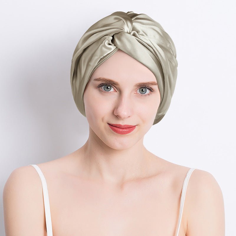 100% Mulberry Silk Sleep Cap for Women, Double Layer Silk Night Bonnet for Sleeping Curly Hair - slipintosoft