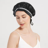 100% Mulberry Silk Sleep Cap for Women Hair Care,Natural Silk Night Bonnet with Elastic Stay On Head - slipintosoft
