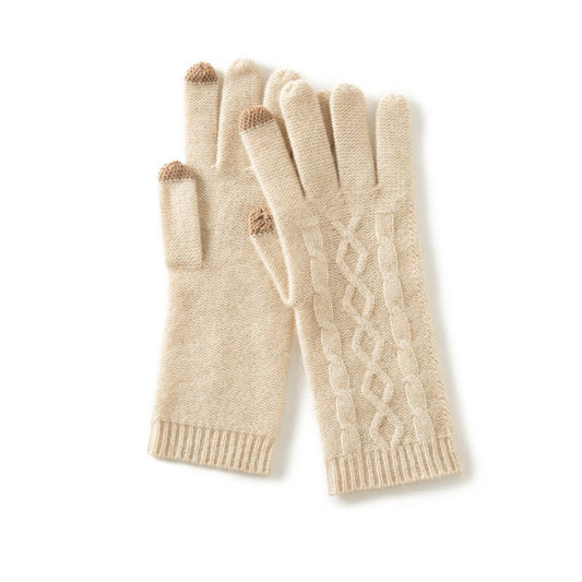 100% Pure Cashmere Gloves for Women Ladies Soft Cashmere Knitted Gloves - slipintosoft