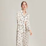 19 Momme Chic Women Silk Pajamas Set Moon Print Ladies Elegant Silk Sleepwear - slipintosoft