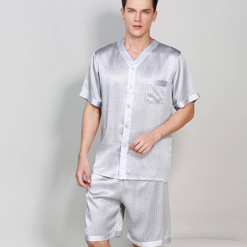 19 Momme Mulberry Mens Silk Pajamas Short Set Pure Silk Loungewear - slipintosoft