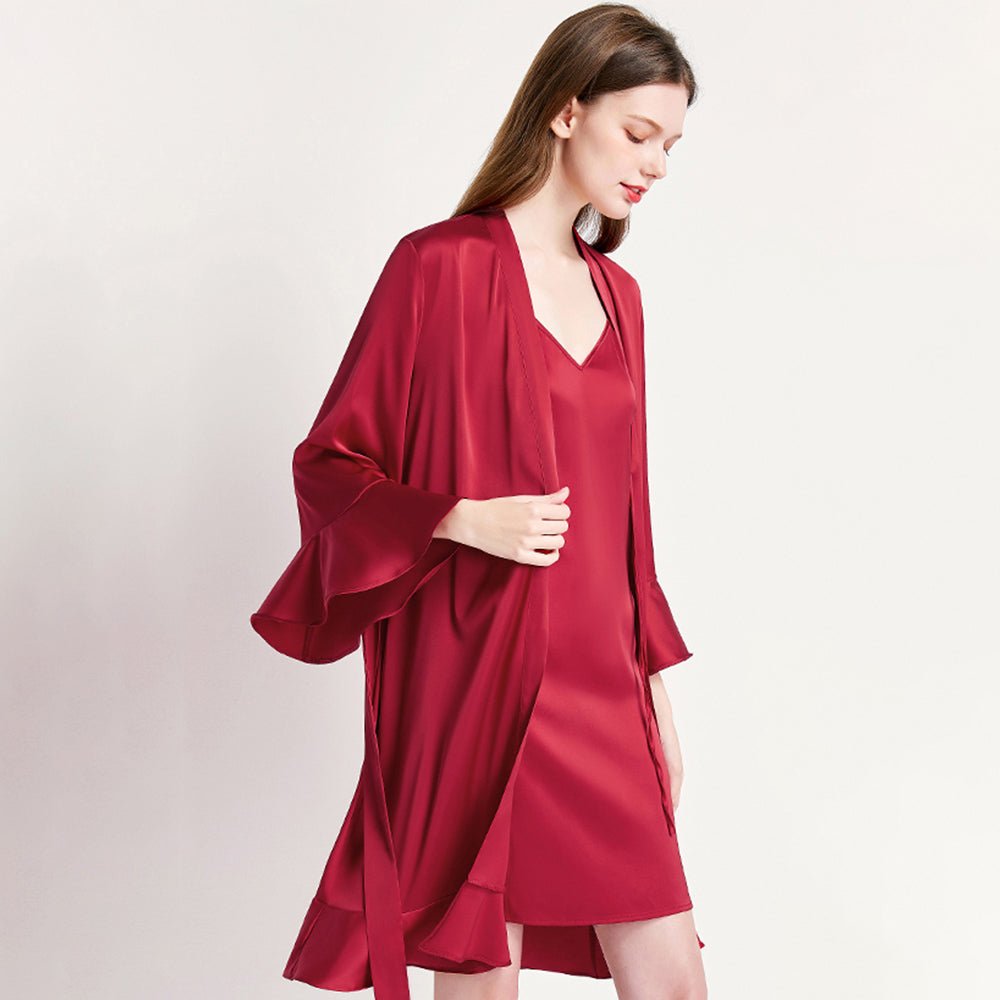 Pajamas Women Spring Summer Silk Ice Silk Robe Foreigners plus Size  Bathrobe Morning Gowns Ladies Summer Loungewear -…