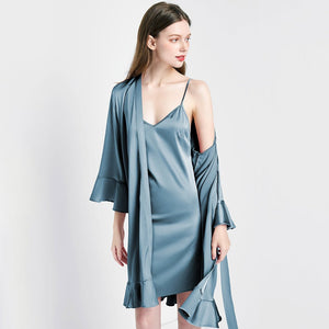 Luxury Mulberry Silk Nightgown & Robe Set For Women