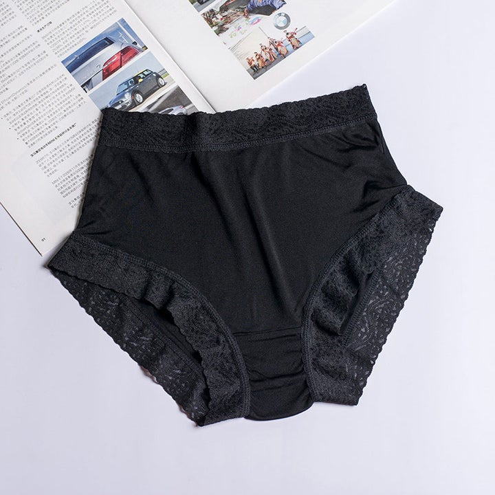 100% silk underwear women's thin middle waist small lace real silk