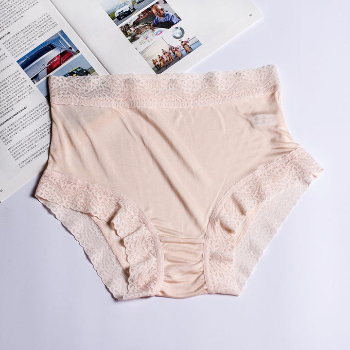 Lopecy-Sta Ladies Silk Lace Handmade Underwear Mid-raist Hollow