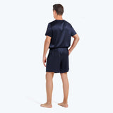 Men's Luxury Silk Sleepwear 100% Silk Short Sleeve Pajamas Set Short Silk Nightwear (multi-colors)