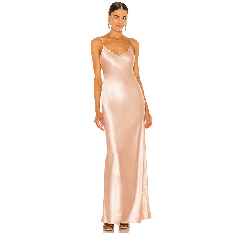 Apricot Luxurious Floor Length Mulberry Silk Slip Dress - slipintosoft