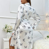 Butterfly Silk Robe for Women Pure Long Silk Bride Bridesmaid Bathrobe - slipintosoft