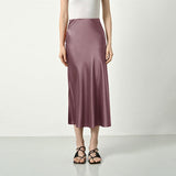 Dusty Rose Silk Midi Skirt - slipintosoft