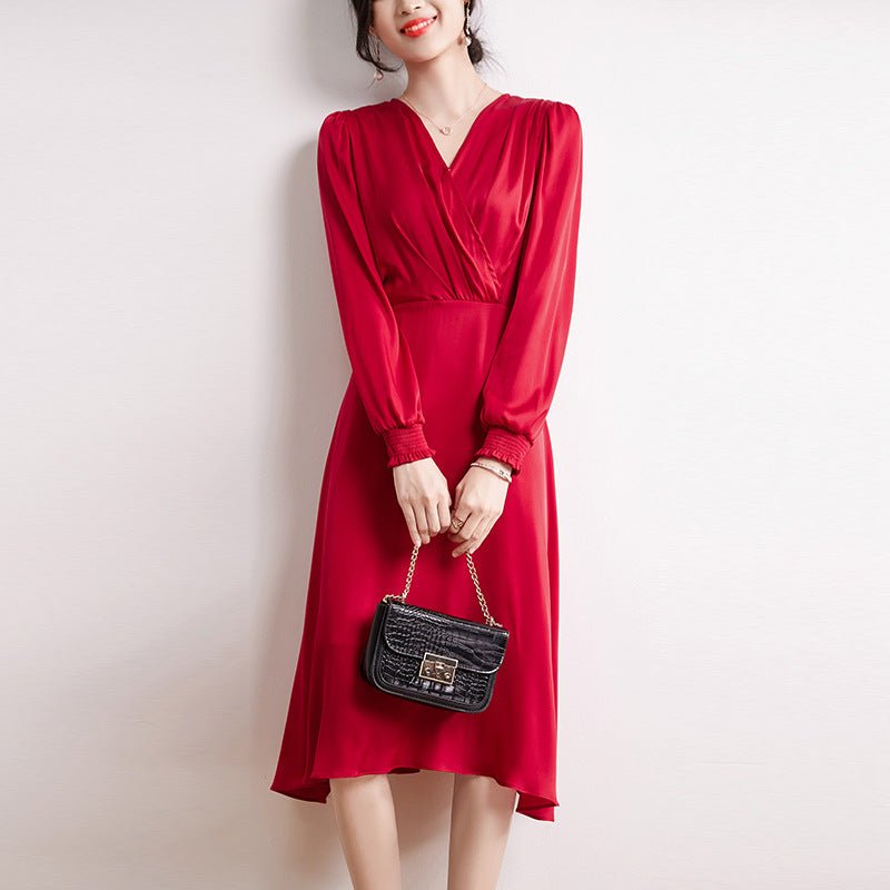Elegant Women Long Silk Dresses 100% Mulberry Silk Dress - slipintosoft