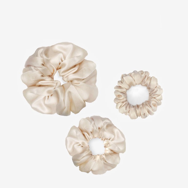 3 PCS Flower Silk Hair Scrunchies For Women Small Medium Large Sizes
