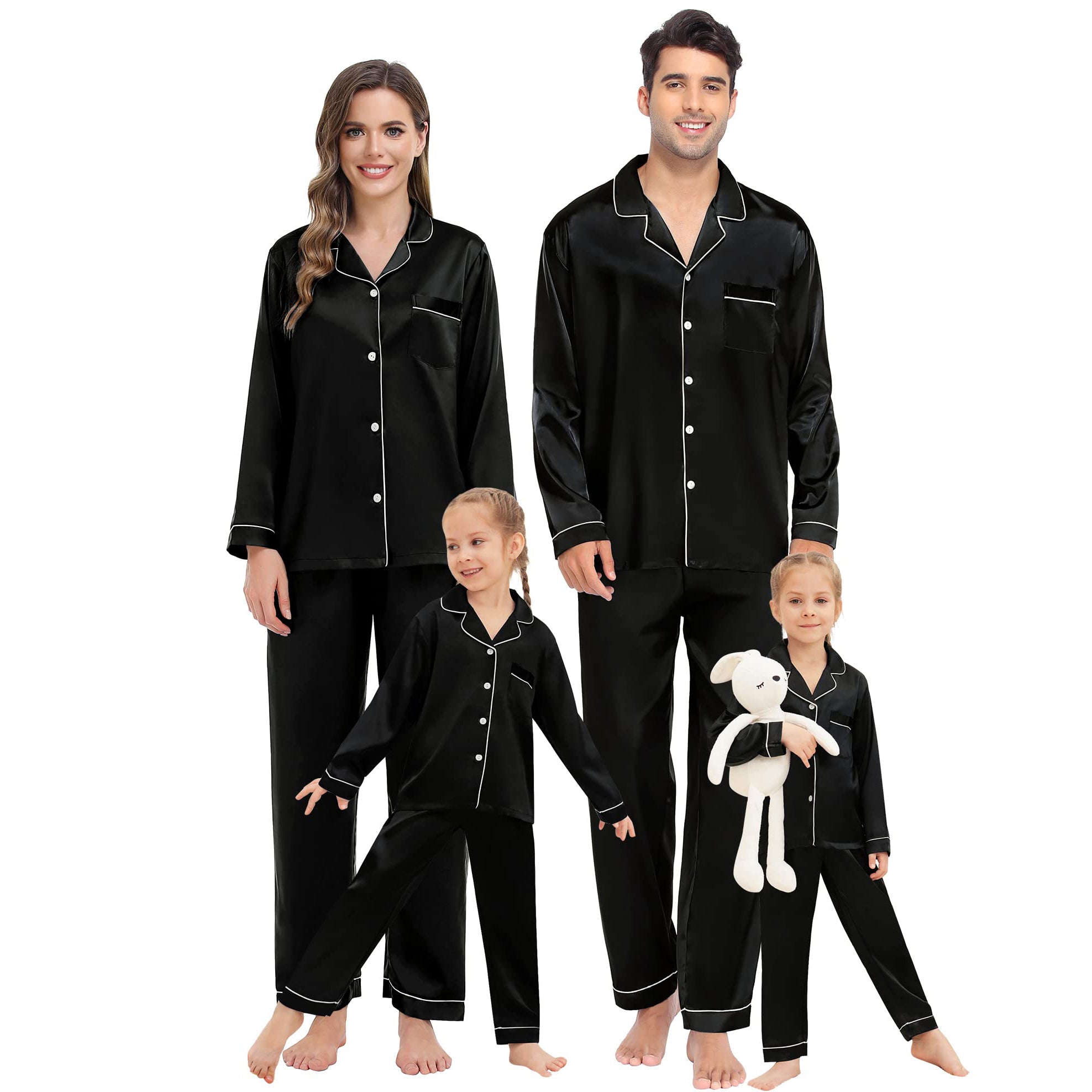 Family Matching Pajamas Set Luxurious Silk Family Pajamas Home Wear fo