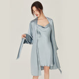 Luxury Silk Nightgown And Robe Set For Women Classic Long Sleeves Silk Nightgown & Robe