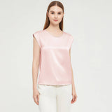 Light Pink Sleeveless Silk Tank Top For Women - slipintosoft