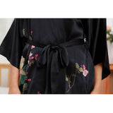 Long Silk Kimono Robes with Belt 100% Flower Women Luxury Silk Robe - slipintosoft