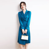 Luxury Long Sleeves Silk Dresses For Ladies 100% Mulberry Silk Dress - slipintosoft