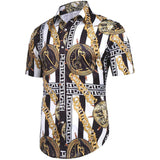 Luxury Men's silk Dress Shirt Printed Short Sleeve Silk Shirts - slipintosoft