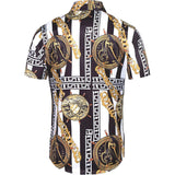 Luxury Men's silk Dress Shirt Printed Short Sleeve Silk Shirts - slipintosoft